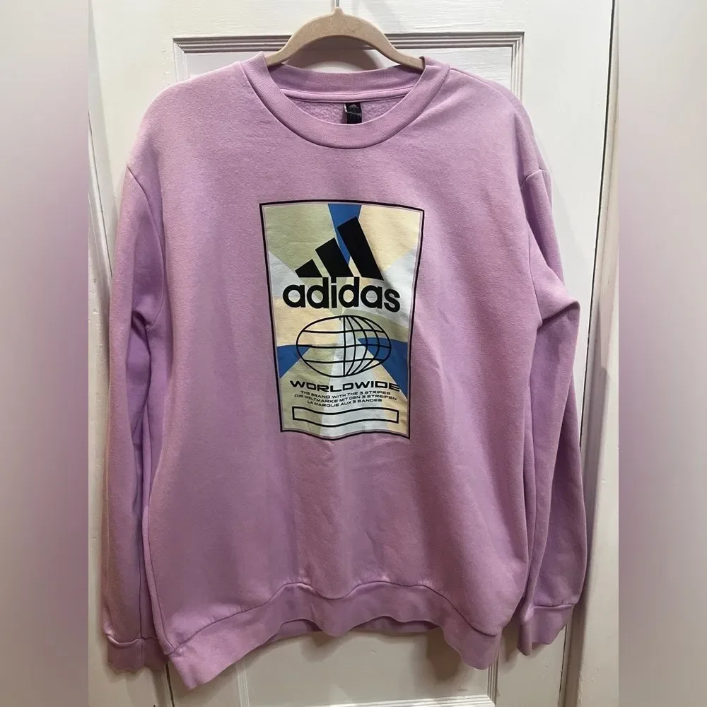 Adidas Men's Bos Box Crew Sweatshirt Logo Bliss Lilac Size L